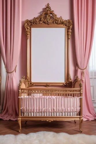 baby room,chiavari chair,infant bed,nursery decoration,baby frame,baby gate,baby bed,room newborn,the little girl's room,child's frame,decorative frame,gold stucco frame,baby pink,changing table,rococo,picture frames,peony frame,bed frame,wedding frame,art nouveau frame,Photography,General,Realistic