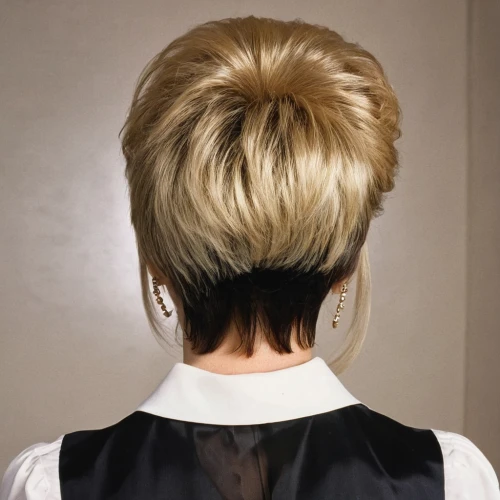 chignon,back of head,bouffant,asymmetric cut,short blond hair,updo,bowl cut,pompadour,feathered hair,hair shear,bun mixed,mohawk hairstyle,layered hair,pony tail,pixie cut,pony tail palm,artificial hair integrations,shoulder length,hairstyle,management of hair loss,Photography,General,Realistic