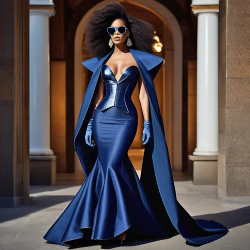 mazarine blue,royal blue,evening dress,ball gown,gown,cobalt blue,navy blue,robe,sapphire,haute couture,botswana,miss universe,royal,royalty,black woman,vanity fair,queen of the night,african american woman,jasmine blue,blue enchantress,Photography,General,Realistic