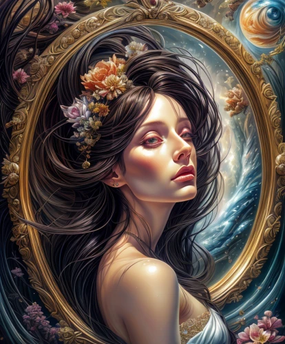 fantasy portrait,mystical portrait of a girl,fantasy art,jasmine blossom,faery,the sleeping rose,faerie,moonflower,rosa ' amber cover,romantic portrait,fantasy picture,wreath of flowers,zodiac sign libra,the enchantress,rose wreath,lotus blossom,the zodiac sign pisces,rosa 'the fairy,fairy queen,girl in a wreath