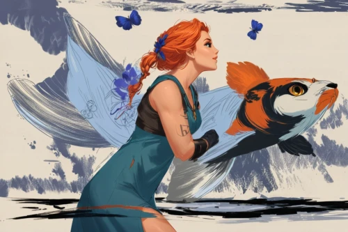 red panda,vanessa (butterfly),nami,transistor,blue macaws,fairy penguin,macaws,chasing butterflies,fauna,butterflies,mozilla,foxes,girl with a dolphin,pixie,clary,teal and orange,blue painting,katniss,macaws blue gold,whimsical animals,Unique,Design,Character Design