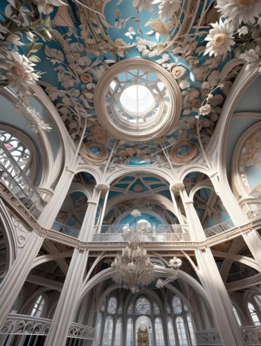 ornate room,baroque,marble palace,ornate,dome roof,ceiling,the ceiling,royal interior,musical dome,cupola,dome,rotunda,kaempferia rotunda,fairytale castle,rococo,iranian architecture,saintpetersburg,vaulted ceiling,fairy tale castle,immenhausen