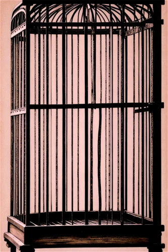 window with grille,bird cage,cage bird,wrought iron,birdcage,cage,metal gate,arbitrary confinement,metal grille,art nouveau frame,fence gate,lattice window,ornamental dividers,prison fence,prison,facade lantern,revolving door,iron gate,fire screen,baby gate,Illustration,Paper based,Paper Based 30