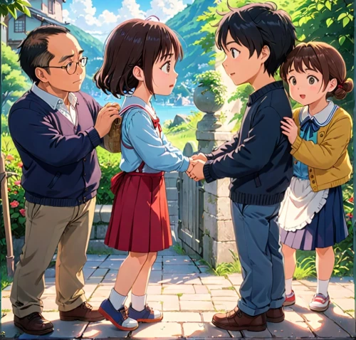 studio ghibli,hands holding,detective conan,floral greeting,hiyayakko,shirakami-sanchi,tsumugi kotobuki k-on,holding flowers,girl and boy outdoor,my neighbor totoro,playing outdoors,anime cartoon,himuto,osomatsu,helping hand,heart in hand,kawaii children,holding,elementary,holding hands,Anime,Anime,Traditional