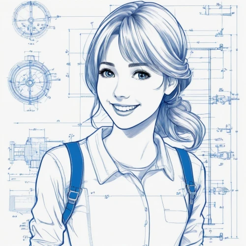 female worker,stewardess,girl in overalls,blue-collar worker,railroad engineer,nautical clip art,tsumugi kotobuki k-on,switchboard operator,vector girl,engineer,waitress,star line art,sewing pattern girls,telephone operator,illustrator,delta sailor,technical drawing,girl drawing,flight attendant,sprint woman,Unique,Design,Blueprint