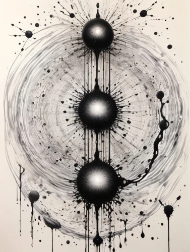 ink painting,spheres,tusche indian ink,circle paint,abstract painting,drips,abstract artwork,particles,aerosol,circles,last particle,dot,atoms,electron,charcoal,molecules,oil stain,charcoal drawing,black hole,yinyang