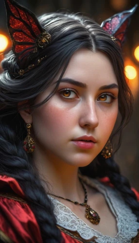 fantasy portrait,fairy tale character,queen of hearts,fantasy art,faery,fantasy picture,vanessa (butterfly),fantasy woman,fae,faerie,mystical portrait of a girl,celebration of witches,vampire woman,red riding hood,sorceress,jester,3d fantasy,vampire lady,fairytale characters,gothic portrait,Illustration,Realistic Fantasy,Realistic Fantasy 03