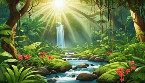 cartoon video game background,green waterfall,mountain spring,rainforest,forest background,landscape background,a small waterfall,rain forest,lilly of the valley,fairy forest,full hd wallpaper,waterfall,green wallpaper,background view nature,background images,digital background,mountain stream,frog background,aaa,tropical jungle