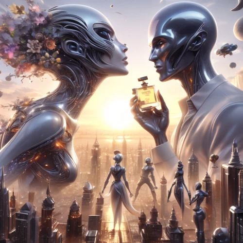 sci fiction illustration,parallel worlds,science fiction,random access memory,science-fiction,parallel world,other world,cybernetics,valerian,scifi,mankind,binary system,dystopia,extraterrestrial life,fantasy art,alien world,man and woman,firmament,new age,surrealism