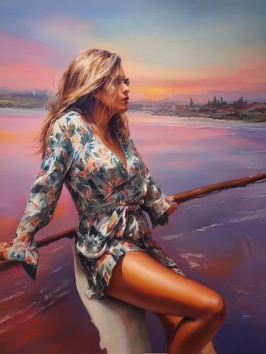 girl on the boat,girl on the river,the blonde in the river,farrah fawcett,oil on canvas,italian painter,art painting,oil painting on canvas,oil painting,fisherman,boat landscape,havana brown,paddling,woman playing,fine art,painting,mariah carey,recreational fishing,waterskiing,painting technique,Illustration,Paper based,Paper Based 04