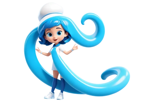 aquarius,cute cartoon character,mascot,smurf figure,om,cyan,twirl,vector girl,female nurse,blue hawaii,the mascot,little girl twirling,sailor,hatsune miku,noodle image,cute cartoon image,blu,twirls,aqua,nurse,Unique,3D,3D Character