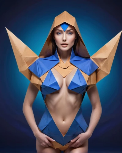 geometric body,origami,bodypainting,low poly,ethereum logo,blue star,polygonal,body painting,ethereum icon,low-poly,triangles background,six pointed star,the ethereum,blue enchantress,navi,starflower,star polygon,ethereum symbol,cosplay image,symetra,Illustration,Realistic Fantasy,Realistic Fantasy 20