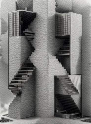 escher,cubic house,winding staircase,kirrarchitecture,fractal environment,multi-storey,archidaily,fractals art,spiral staircase,staircase,brutalist architecture,menger sponge,building honeycomb,geometric ai file,isometric,arhitecture,outside staircase,architectural,architecture,circular staircase