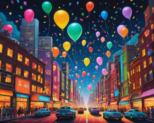 colorful balloons,balloons,baloons,balloons flying,rainbow color balloons,pink balloons,corner balloons,new year balloons,star balloons,balloon trip,balloon,happy birthday balloons,little girl with balloons,hot air balloons,blue balloons,red balloons,birthday balloons,ballooning,green balloons,colorful city,Art,Artistic Painting,Artistic Painting 02