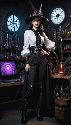 steampunk,clockmaker,librarian,halloween witch,barmaid,gothic fashion,apothecary,magistrate,celebration of witches,halloween black cat,magician,witch,cosplay image,halloween 2019,halloween2019,ringmaster,witch's hat,cruella de ville,dodge warlock,catrina,Conceptual Art,Fantasy,Fantasy 30