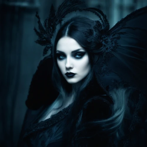gothic woman,dark angel,gothic fashion,dark gothic mood,black angel,gothic style,gothic portrait,gothic,vampire lady,vampire woman,goth woman,victorian lady,mourning swan,faery,evil fairy,queen of the night,black raven,fairy queen,faerie,gothic dress,Illustration,Realistic Fantasy,Realistic Fantasy 46