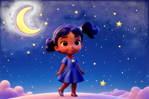 moon and star background,cute cartoon image,moonbeam,moonlight,moon night,moon and star,night stars,moon shine,moonlit night,night star,stars and moon,children's background,the girl in nightie,agnes,cute cartoon character,starry sky,the moon and the stars,night scene,moonlit,starlight,Unique,3D,3D Character