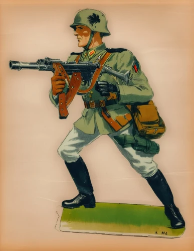 red army rifleman,infantry,usmc,rifleman,combat medic,federal army,vietnam veteran,army men,grenadier,military person,submachine gun,soldier,armed forces,shield infantry,paratrooper,patrol,marine,kalashnikov,battery icon,retro 1950's clip art,Unique,Design,Character Design