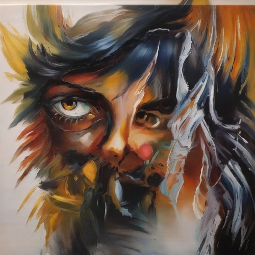 glass painting,deer in tears,faun,painting technique,oil painting on canvas,oil painting,oil on canvas,gryphon,art painting,woman's face,oil paint,fantasy portrait,acrylic paint,painted horse,painting work,original work,hand painting,wolves,shamanic,unicorn art,Illustration,Paper based,Paper Based 04