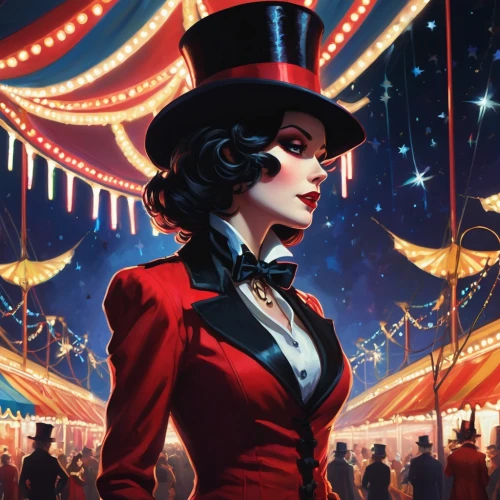 ringmaster,circus,circus tent,circus show,big top,neon carnival brasil,carnival,carnival tent,cabaret,queen of hearts,showgirl,the carnival of venice,fairground,circus animal,top hat,cirque,black hat,magician,carousel,mary poppins,Conceptual Art,Fantasy,Fantasy 19