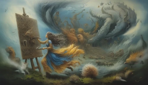 god of the sea,sea god,poseidon,fantasy picture,fantasy art,merfolk,maelstrom,mergus,prejmer,the wind from the sea,underwater background,mermaid background,heroic fantasy,wind warrior,underwater landscape,the sea maid,blue enchantress,world digital painting,under sea,fantasia,Illustration,Paper based,Paper Based 08