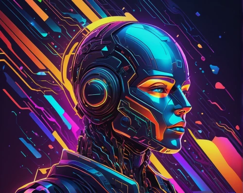 echo,electro,vector illustration,vector art,andromeda,vector graphic,digiart,cyborg,vector girl,cyberpunk,sci fiction illustration,cyber,scifi,atom,futuristic,electronic,colorful foil background,music player,android inspired,spectrum,Illustration,Realistic Fantasy,Realistic Fantasy 12