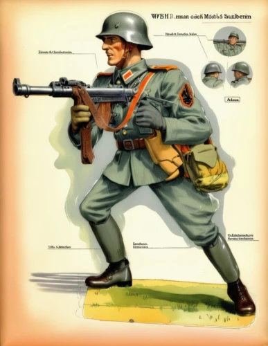 red army rifleman,submachine gun,model kit,marine corps martial arts program,combat medic,federal army,infantry,usmc,united states marine corps,steel helmet,marine expeditionary unit,combat pistol shooting,military uniform,military organization,military person,the sandpiper general,the sandpiper combative,rifleman,grenadier,retro 1950's clip art,Unique,Design,Character Design