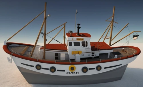 research vessel,naval trawler,ice boat,survey vessel,coastal motor ship,platform supply vessel,fishing vessel,rescue and salvage ship,anchor handling tug supply vessel,fishing cutter,fishing trawler,uscg seagoing buoy tender,pilot boat,icebreaker,3d model,lifeboat,seagoing vessel,patrol boat,convoy rescue ship,emergency tow vessel,Photography,General,Realistic