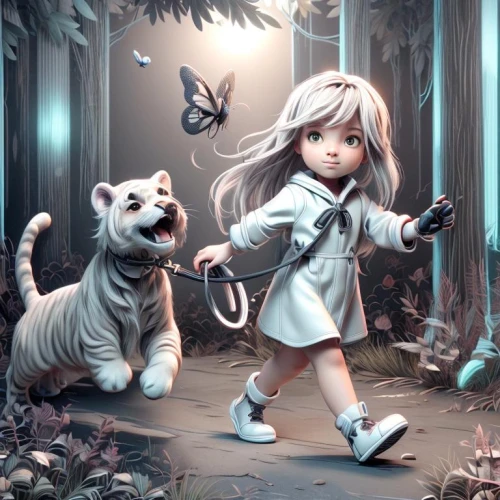 children's background,white tiger,fantasy picture,alice,little girl in wind,girl with dog,alice in wonderland,girl and boy outdoor,white cat,little boy and girl,kids illustration,little girl running,fairy tale character,the little girl,wonderland,cute cartoon image,children's fairy tale,3d fantasy,world digital painting,little girls walking