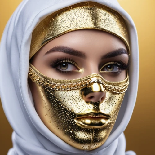 gold mask,golden mask,hijaber,venetian mask,muslim woman,hijab,islamic girl,beauty mask,gold foil crown,arab,ancient egyptian girl,gold filigree,foil and gold,gold foil,arabian,muslima,gold plated,gold lacquer,bahraini gold,beauty face skin,Photography,General,Realistic