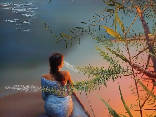 mermaid background,world digital painting,fantasy picture,sea breeze,beach background,girl on the dune,photo painting,girl on the river,girl with a dolphin,sea-shore,underwater background,sea landscape,landscape background,by the sea,girl with tree,ocean background,digital painting,seashore,girl in a long dress,oil painting,Illustration,Paper based,Paper Based 04
