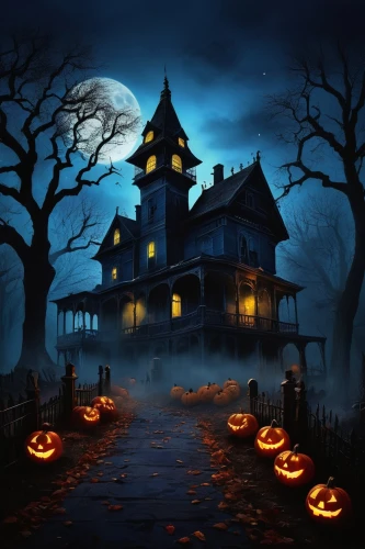 halloween background,halloween poster,halloween scene,halloween wallpaper,the haunted house,halloween illustration,halloween and horror,haunted house,witch's house,witch house,halloween night,halloween,jack-o'-lanterns,jack o'lantern,jack-o-lanterns,jack o lantern,halloweenkuerbis,halloween pumpkin gifts,haloween,halloween decoration,Conceptual Art,Oil color,Oil Color 02