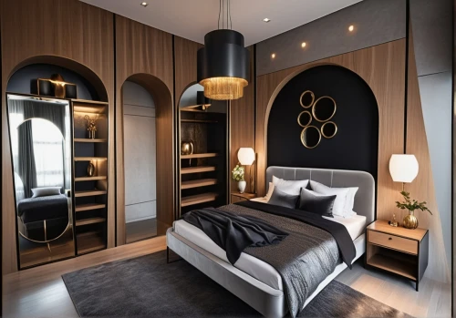 room divider,canopy bed,sleeping room,modern room,modern decor,contemporary decor,boutique hotel,interior design,bedroom,great room,interior decoration,guest room,walk-in closet,interior modern design,dark cabinetry,danish room,penthouse apartment,hinged doors,luxury hotel,four-poster,Photography,General,Realistic
