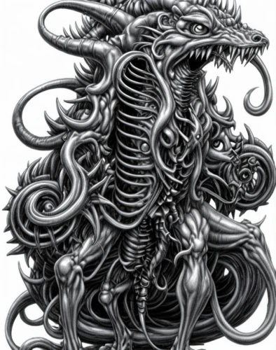 fusilli,medusa gorgon,wyrm,black dragon,gorgon,strozzapreti,medusa,scorpio,kraken,sci fiction illustration,chinese dragon,dragon of earth,basilisk,alien,noodle image,alien warrior,supernatural creature,daemon,centipede,rib cage