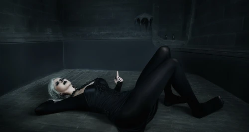 conceptual photography,slender,gothic fashion,gothic woman,gothic style,banishment,the girl is lying on the floor,dark gothic mood,woman laying down,gothic,goth woman,drain,kneeling,the morgue,woman thinking,coffin,photo manipulation,femicide,underworld,photomanipulation,Illustration,Realistic Fantasy,Realistic Fantasy 46