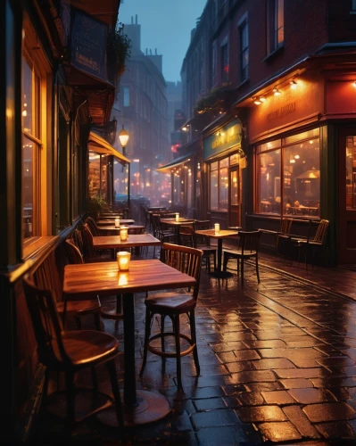 evening atmosphere,paris cafe,street cafe,bistrot,rain bar,atmospheric,rainy,the cobbled streets,rainy day,montmartre,watercolor cafe,bistro,night scene,early evening,outdoor dining,new york restaurant,cobble,wine tavern,atmosphere,irish pub,Art,Classical Oil Painting,Classical Oil Painting 39
