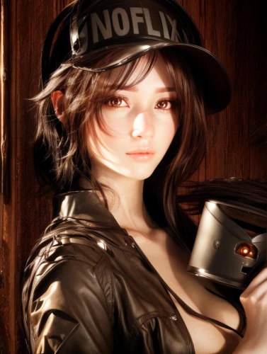 barista,coffee background,honmei choco,woman drinking coffee,hot coffee,girl with gun,drinking coffee,girl wearing hat,coffee,croft,brown cap,drink coffee,brown hat,french coffee,realdoll,leather hat,cup of coffee,black hat,police hat,cappuccino