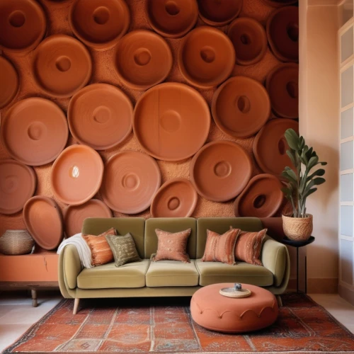 terracotta,terracotta tiles,clay tile,terracotta flower pot,sofa cushions,interior decor,moroccan pattern,corten steel,contemporary decor,casa fuster hotel,chaise lounge,interior decoration,clay pot,wall decoration,sofa set,aperol,decor,seating furniture,modern decor,interior design,Photography,General,Realistic