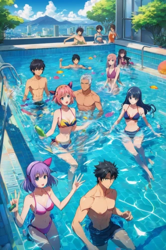 kawaii people swimming,aqua studio,thermae,pool,swimming people,swimming,summer background,pool bar,swimming pool,summer party,summer floatation,pool water,swim ring,swim,underwater background,poolside,spa,medley swimming,water volleyball,thermal spring,Illustration,Japanese style,Japanese Style 03