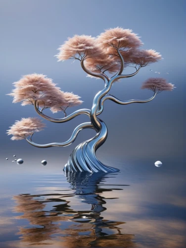 silk tree,flourishing tree,the japanese tree,isolated tree,lone tree,water lotus,floating island,blossom tree,ikebana,reflection in water,cherry blossom branch,sakura branch,cherry blossom tree,magic tree,pine tree branch,fractal art,fractal environment,flowing water,fractals art,aquatic plant,Photography,Artistic Photography,Artistic Photography 11