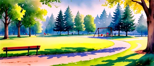 landscape background,park bench,forest landscape,cartoon video game background,watercolor background,forest background,background vector,walk in a park,salt meadow landscape,benches,park,outdoor bench,bench,photo painting,background view nature,cartoon forest,meadow landscape,picnic table,art painting,landscape nature,Illustration,Paper based,Paper Based 25