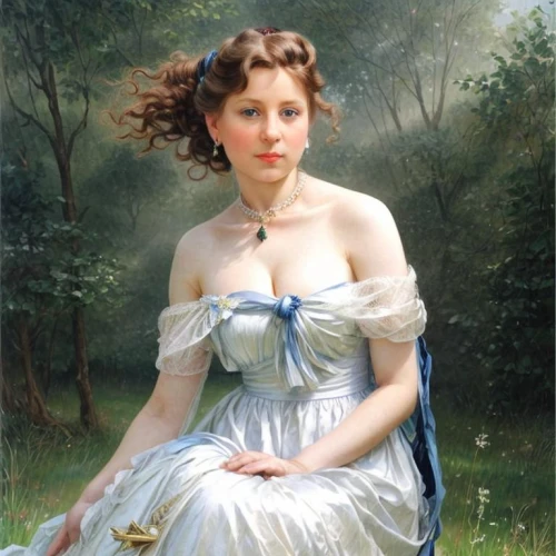 girl in the garden,girl in a long dress,franz winterhalter,bougereau,portrait of a girl,young woman,bouguereau,woman sitting,portrait of a woman,romantic portrait,victorian lady,a girl in a dress,young lady,girl on the river,emile vernon,girl in white dress,girl lying on the grass,girl with cloth,vintage female portrait,girl in cloth