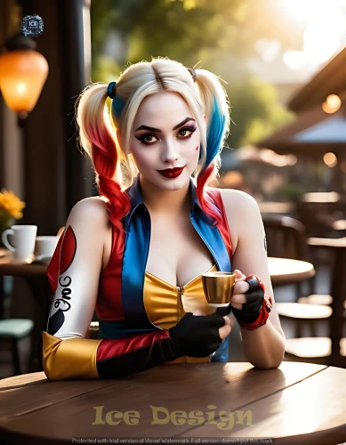 harley quinn,harley,ice popsicle,woman with ice-cream,iced-lolly,retro girl,ice pop,icepop,ice cream stand,retro woman,cosplay image,ice queen,barista,popsicle,daiquiri,frozen drink,popsicles,elsa,ice cream,transistor