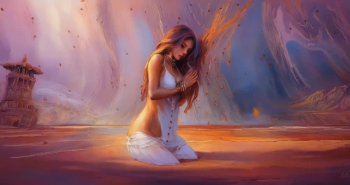 world digital painting,fantasy picture,girl praying,mystical portrait of a girl,lover's grief,fantasy art,girl walking away,sorrow,woman praying,antelope canyon,praying woman,digital painting,girl in a long,angel's tears,girl in a long dress,crying angel,mermaid background,fallen angel,psyche,girl on the dune,Illustration,Paper based,Paper Based 04