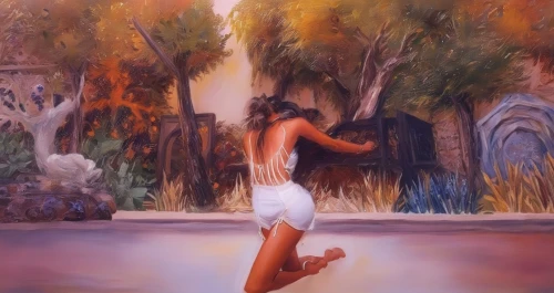 girl on the river,oil painting,woman at the well,thermal bath,oil painting on canvas,majorelle blue,woman playing,photo painting,art painting,thermal spring,girl walking away,dance with canvases,water nymph,world digital painting,half lotus tree pose,girl washes the car,girl with tree,oil on canvas,woman walking,italian painter,Illustration,Paper based,Paper Based 04