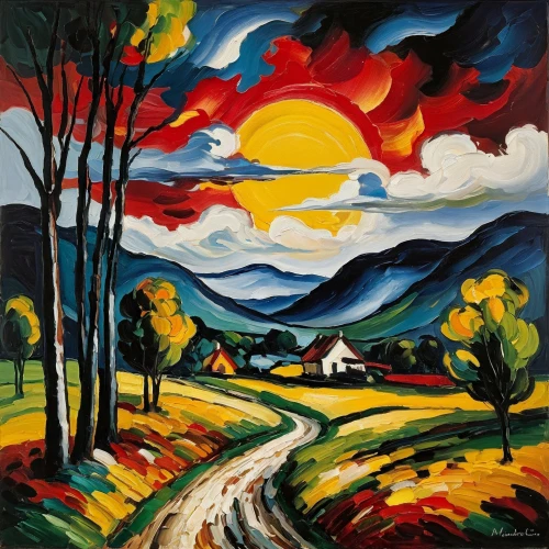 rural landscape,farm landscape,autumn landscape,david bates,fall landscape,home landscape,landscape,oil on canvas,khokhloma painting,painting technique,high landscape,mountain road,1929,1926,village scene,rural,1952,tuscan,1925,oil painting on canvas