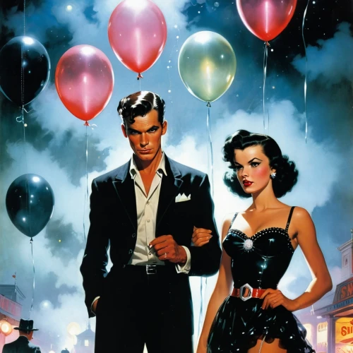 clue and white,new year balloons,fifties,50's style,valentine day's pin up,atomic age,gone with the wind,balloon hot air,film poster,gold and black balloons,rockabilly,balloon trip,valentine balloons,breakfast at tiffany's,balloons,rockabilly style,new years eve,ballooning,star balloons,new year's eve 2015,Illustration,Paper based,Paper Based 12