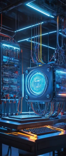 cyclocomputer,the server room,computer art,computer room,data center,computer cluster,computer workstation,cinema 4d,computer,compute,sci fi surgery room,computer system,barebone computer,electric arc,computer desk,electronics,computer cooling,ufo interior,computers,voltage,Art,Artistic Painting,Artistic Painting 43