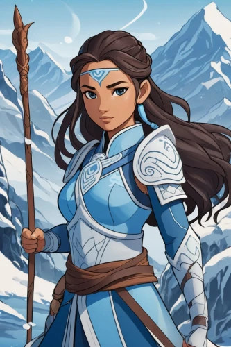 female warrior,winterblueher,swordswoman,warrior woman,the snow queen,mountain guide,mulan,wind warrior,ice queen,mountain spirit,suit of the snow maiden,mongolian,eurasian,sultana,heroic fantasy,sterntaler,artemisia,siberian,nunatak,monsoon banner,Unique,Design,Sticker