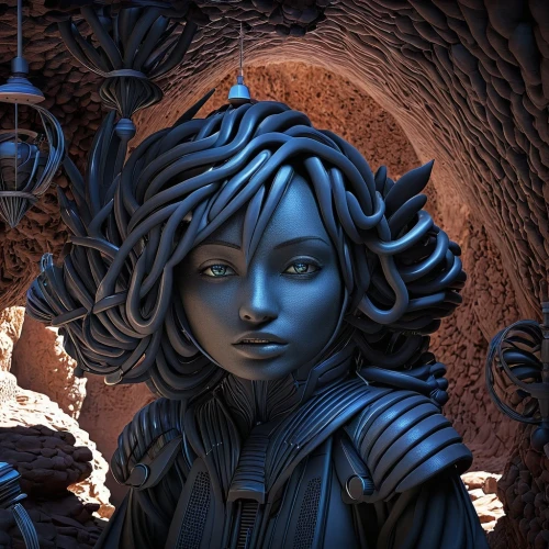 cg artwork,medusa,sci fiction illustration,mandelbulb,cg,medusa gorgon,avatar,andromeda,gorgon,indigo,echo,fantasy portrait,dune,sculptor,fantasia,valerian,merida,bjork,violet head elf,artemisia,Photography,Artistic Photography,Artistic Photography 11